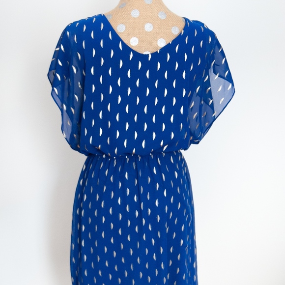 Buttons blue and gold dress - Picture 3 of 4